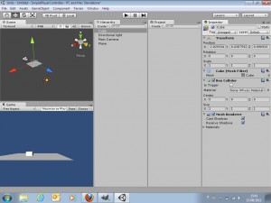 Create a Cube , a directional Light and a Plane with the GameObject menu.