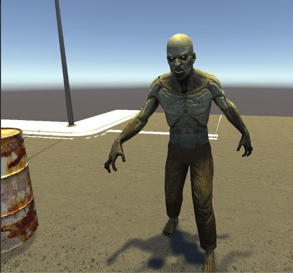 free Zombie undead animated 3d character model inside unity editor