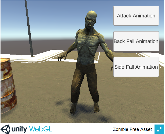 unity asset free zombie undead animated 3d character model download WebGL preview